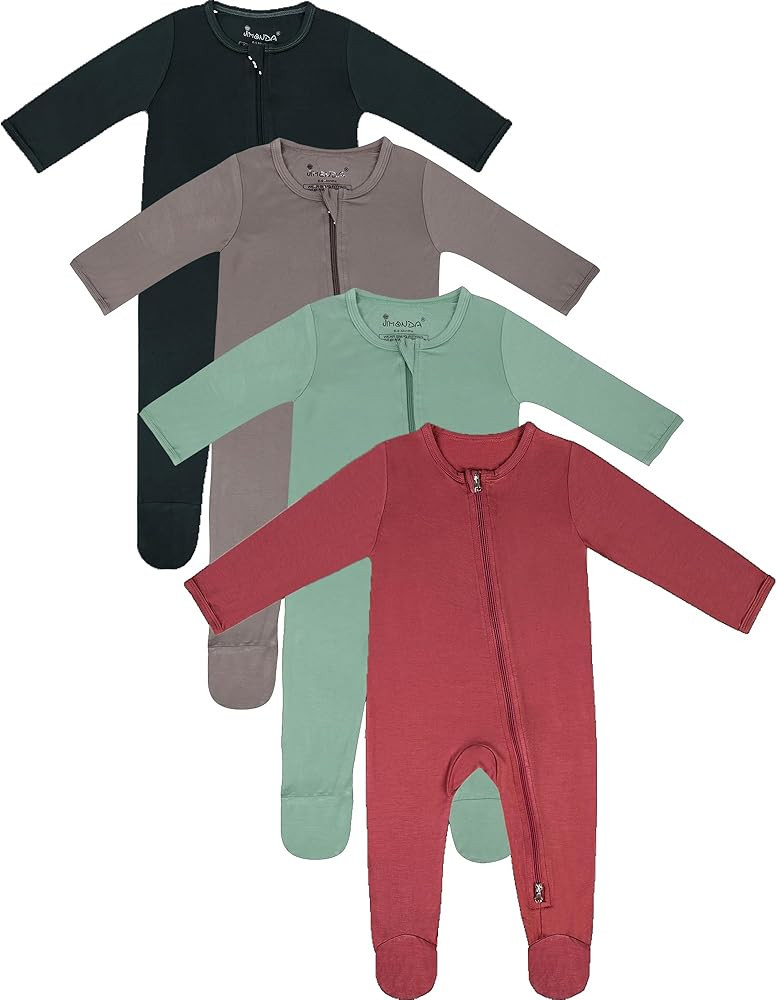 Jimonda Baby Boy Romper 4-Pack - Bamboo Zip-Up Pajamas for 0-24 Months,Unisex Footed Sleepers,Ult... | Amazon (US)