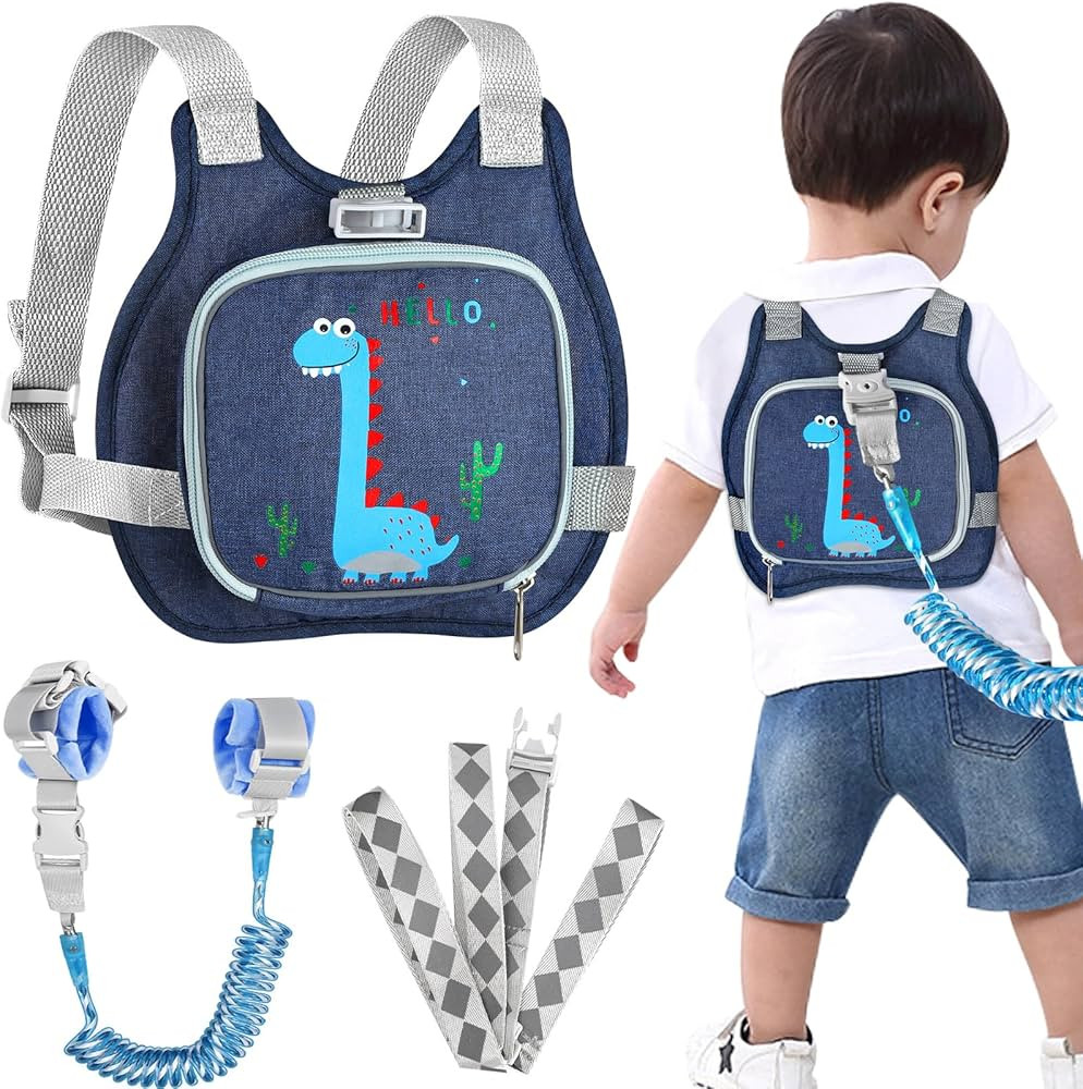 Toddler Harness Leash+ Anti Lost Wrist Link, Accmor Cute Dinosaur Kids Harness with Leash, Foldab... | Amazon (US)