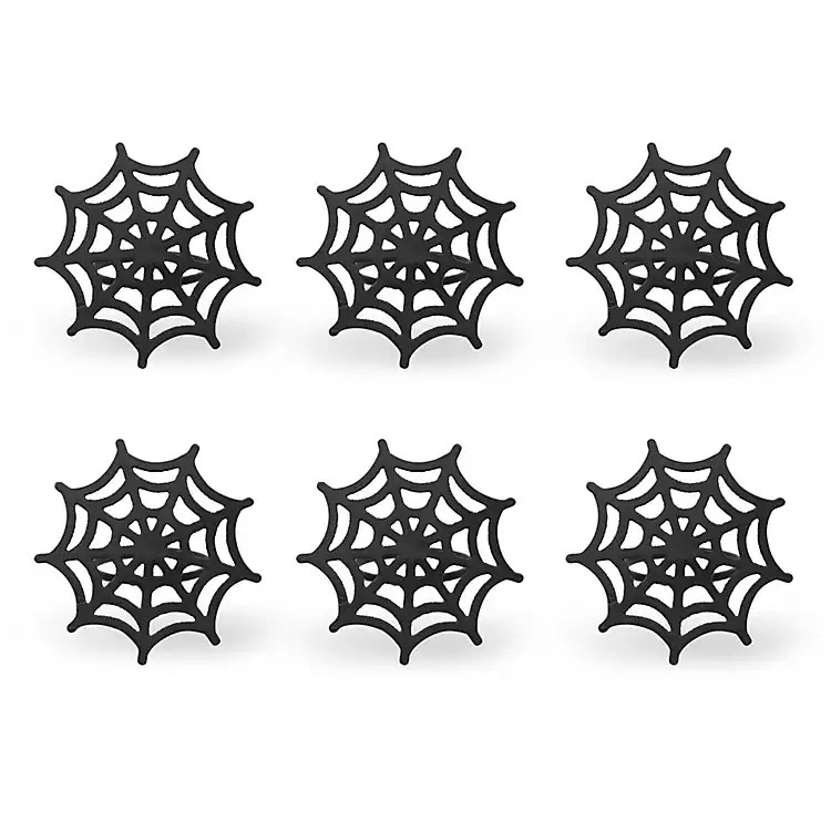 Black Spider Web Napkin Rings, Set of 6 | Kirkland's Home