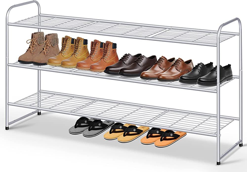 KIMBORA Metal Long Shoe Rack for Closet, 3 Tier Wide Shoe Organizer for Entryway, 24 Pairs Stacka... | Amazon (US)