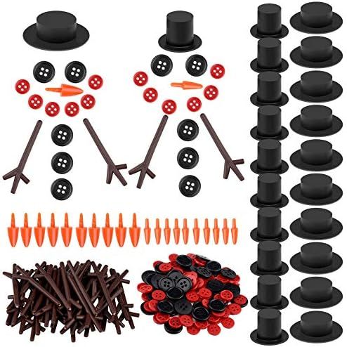 Marrywindix 200 Pieces Christmas Snowman DIY Craft Buttons Kit - 20 Carrot Noses Buttons, 20 Mini... | Amazon (US)