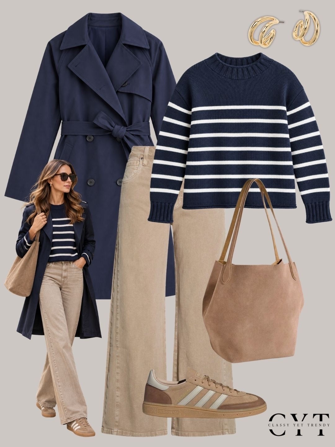 6 outfits with a navy trench coat ✔ Outfit ideas styled different 
ways with a sweater, boots, tee, loafer mules, low profile sneakers, striped sweater, suede sneakers, short sleeve sweater, loafers, cardigan and ballet flats.
.
#trenchcoat #neutrals #neutralstyle #outfitinspo #whattowear