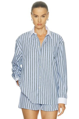 Sporty & Rich Oversized Button Down Top in Blue | FWRD 
