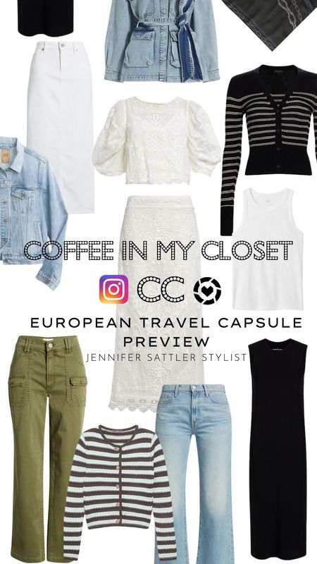 Jennifer Sattler Stylist 
Closetchoreography.com

NEW EUROPEAN TRAVEL CAPSULE WARDROBE PREVIEW ON INSTAGRAM LIVE

Take a look at some of the key pieces on Jen’s travel wardrobe checklist. Shop this snapshot now and visit closetchoreography.com to purchase this capsule and get Jens list of over 100 links, from a mix of brands, so that you can customize a capsule with styles, colors, and brands that look like you!

Your purchase also includes a 40+ page Lookbook filled with all the outfits you can make with the 8 items on the checklist that mix and match no matter what. 

#LTKtravel #LTKSeasonal #LTKover40