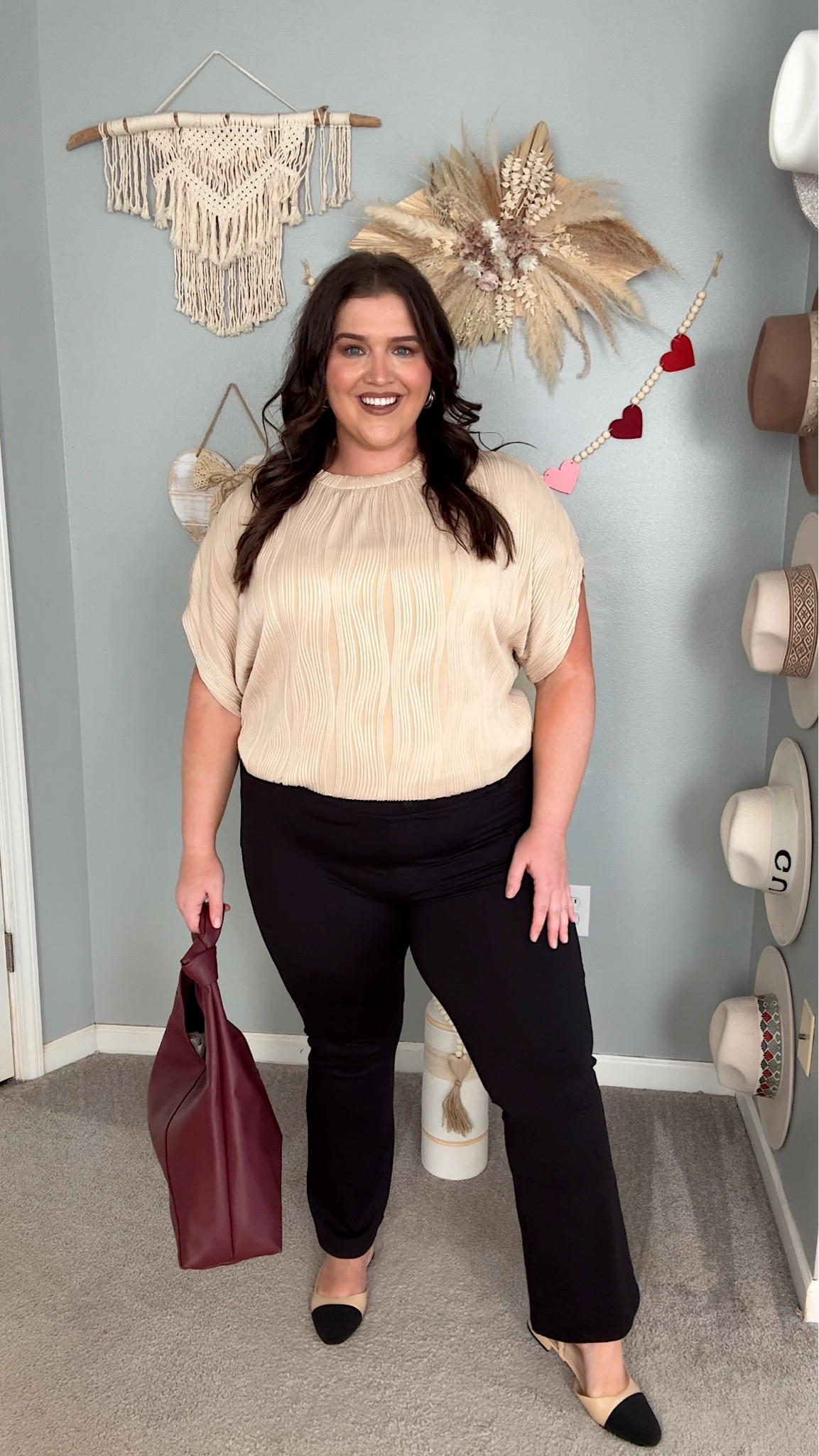 Amazon workwear office outfits plus size approved 👩🏼‍💼💼🖤 Size XXL
Extended sleeve blouse top, cropped work pants, sling back flats 

#LTKPlusSize #LTKStyleTip #LTKWorkwear