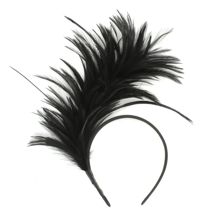 FELIZHOUSE 1920s Fascinator with Feathers Headband for Women Wedding Tea Party Headwear (Black) | Amazon (US)