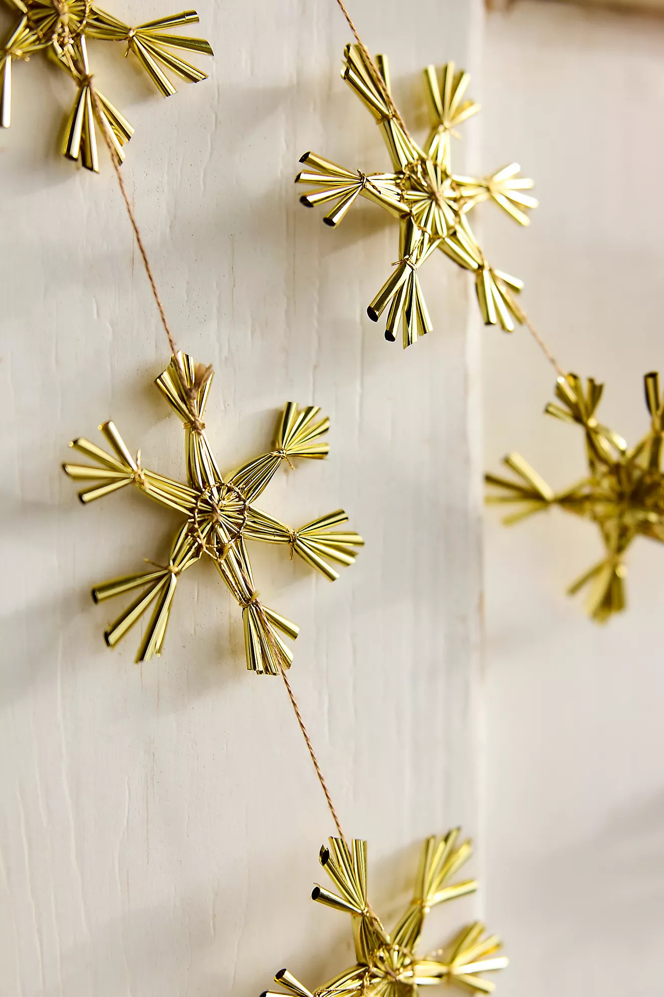 Golden Straw Snowflake Garland, 71” | Anthropologie (US)