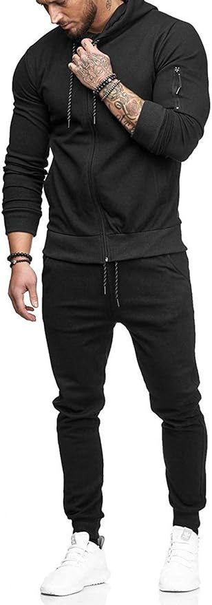 THWEI Men's Tracksuit Hooded 2 Piece Hoodies Joggers Sweatpants Sets Gym Jogging Tracksuits | Amazon (US)