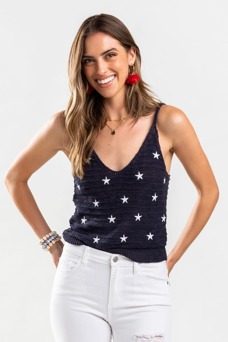Cortney Stars Sweater Tank Top | Francesca’s Collections