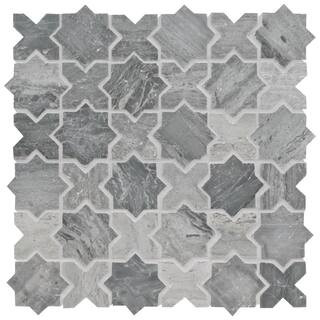 MSI Montague Blue Oak 11.81 in. x 11.81 in. x 10mm Polished Mosaic Marble Floor and Wall Tile (0.... | The Home Depot