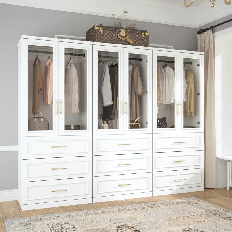 Baroncourt 74.9'' H X 95.1'' W X 19.3'' D Glass Door Armoire | Wayfair North America