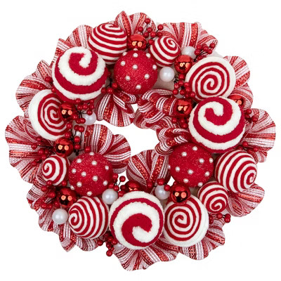 Northlight Peppermint and Berries Christmas Wreath - 20" - Unlit | Target