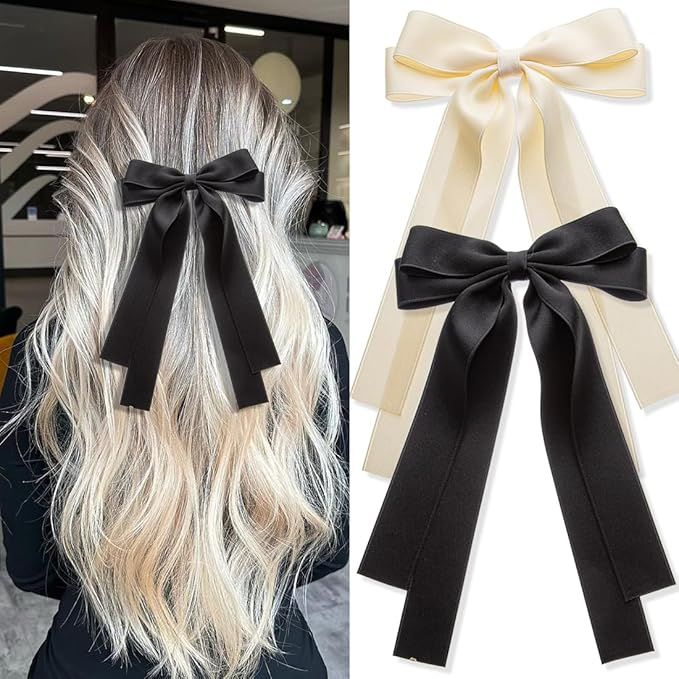 Large Double Hair Ribbons, 2 PCS Ribbon Bow for Women,Hair Bows for Women,Hair Ribbons,bow hair c... | Amazon (US)