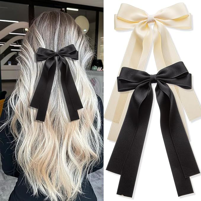 Large Double Hair Ribbons, 2 PCS Ribbon Bow for Women,Hair Bows for Women,Hair Ribbons,bow hair c... | Amazon (US)