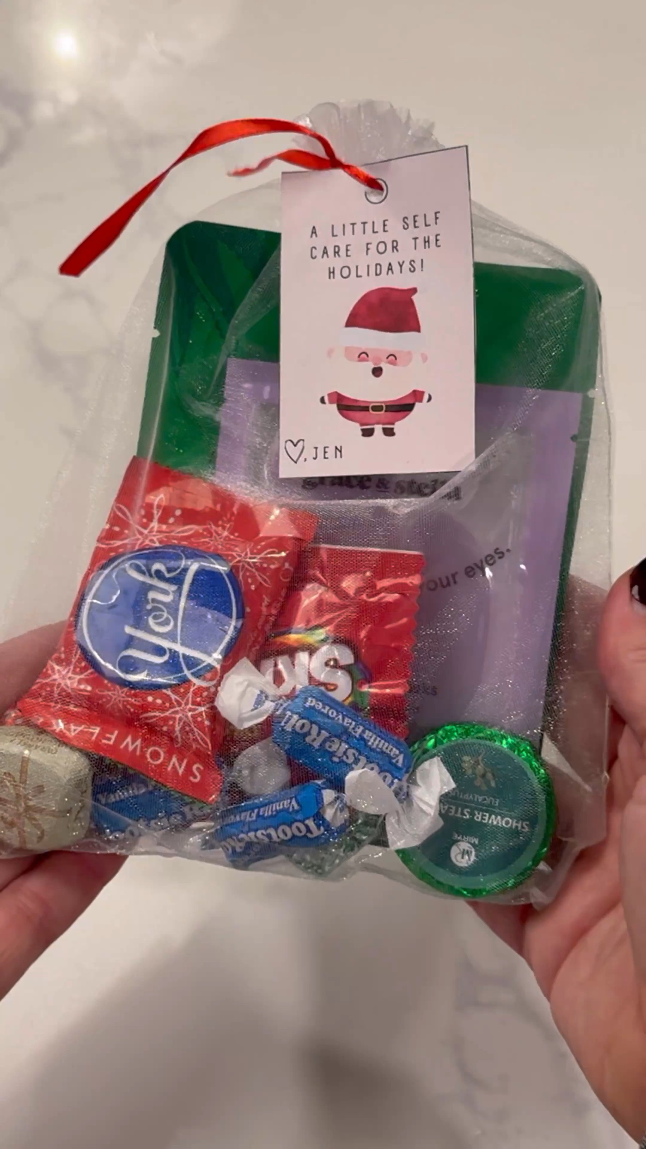 I work with 2 different teams at my job and I didn’t want to leave anyone out so with all those people plus support staff, I needed an idea that was easy, wouldn’t be too pricey, didn’t require me baking in any way (just cause I hate it lol) and something people couple hopefully use!
Here is the price breakdown of these little self care bags.
.
I made 36 bags total
▪️Mesh Bags (50 ct)-$7.99
▪️Eye gels (48 ct)-$19.50
▪️Shower steamers (24 ct)- $19.99
▪️Face sheet masks (36 ct)-$25.99
Total: $73.96/ Total per bag-$2.05
(Not including the candy)
.
I worked it out so the last 12 bags that didn’t get the shower steamer, got 2 packs of the eye gels. 

#LTKHoliday #LTKGiftGuide #LTKSeasonal