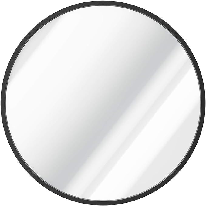 SHINESTAR 30 Inch Round Mirror with Metal Frame, Modern Black Circle Mirror for Wall, Bathroom, H... | Amazon (US)