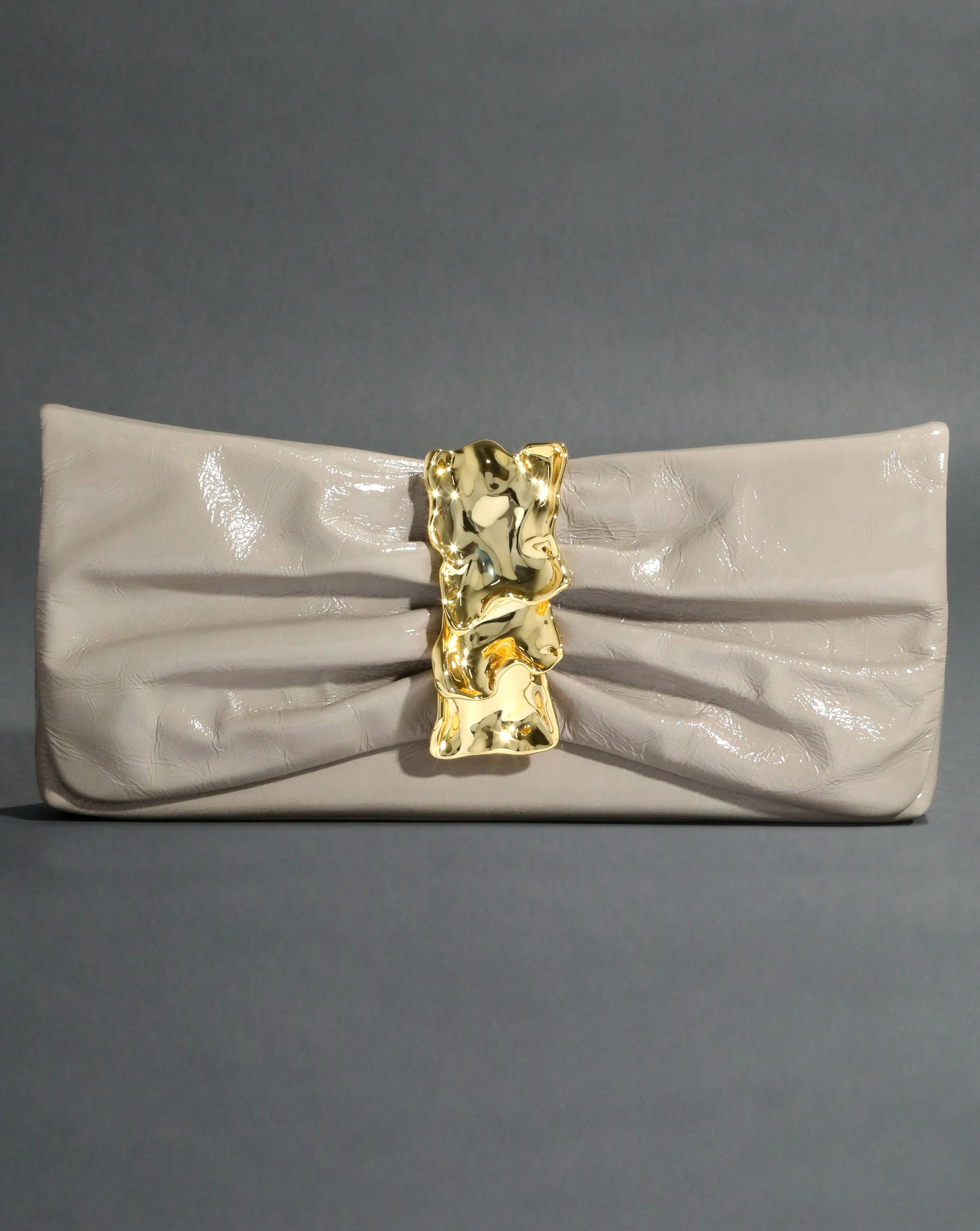Warm Grey and Gold Ribbon Convertible Shoulder Bag | Alexis Bittar | Alexis Bittar