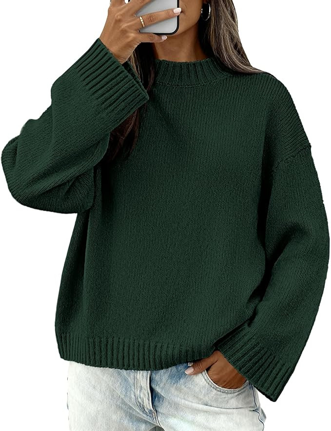 BTFBM Sweaters for Women 2025 Casual Crewneck Long Sleeve Loose Ribbed Knit Pullover Sweater Wint... | Amazon (US)