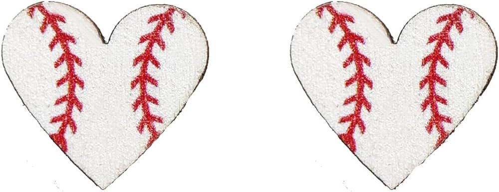 Baseball Earrings For Women Girls Heart Shaped Sports Softball Studs Earrings Player Sports Fan G... | Amazon (US)