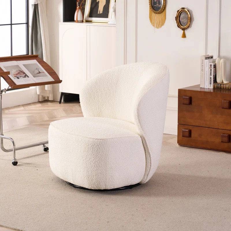 32" Wide Fully-assembled Boucle Swivel Accent Chair | Wayfair North America