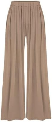 CIDER Palazzo Pants for Women Wide Leg Flowy Pants with Pockets Elastic Mid Waist Summer Beach Va... | Amazon (US)