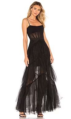 BCBGMAXAZRIA Corset Tulle Gown in Black from Revolve.com | Revolve Clothing (Global)