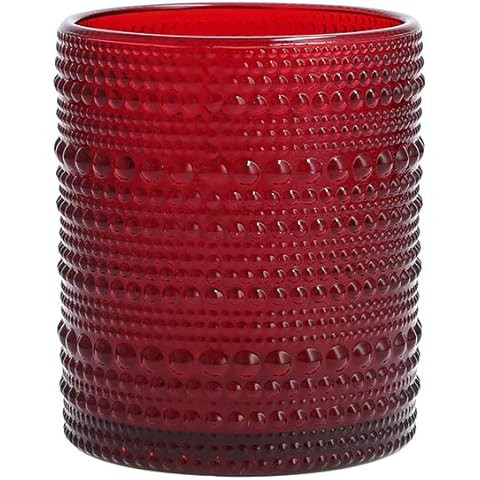 Fortessa Jupiter Beaded Hobnail Glass, 13 Ounce Iced Beverage (Set of 6), Red | Amazon (US)