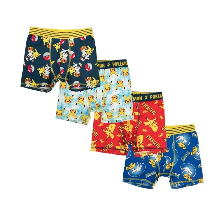 Pokemon Boy's Underwear, All Over Print, 4 Pack Boxer Briefs, Sizes XS-XL | Walmart (US)