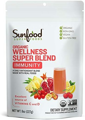 Sunfood Wellness Super Blend- Immunity Drink Powder. Immune System Booster. Organic, Plant-Based ... | Amazon (US)