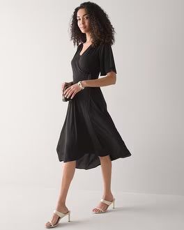 Flutter Sleeve Midi Wrap Dress | White House Black Market