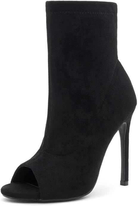 Shoe Land Womens Chelsee Peep Toe Ankle Booties Stiletto High Heel Dress Boots | Amazon (US)