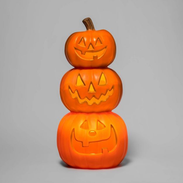 Light Up Triple Stacked Pumpkin Orange Halloween Decorative Prop - Hyde &#38; EEK! Boutique&#8482... | Target