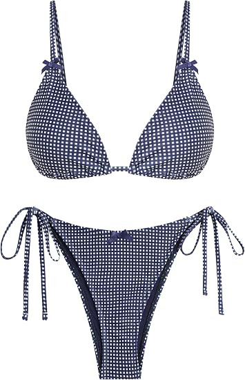 ZAFUL Crochet Bikini Sets for Women Cheeky Boho Bathing Suits Striped Brazilian High Cut Thong Bi... | Amazon (US)