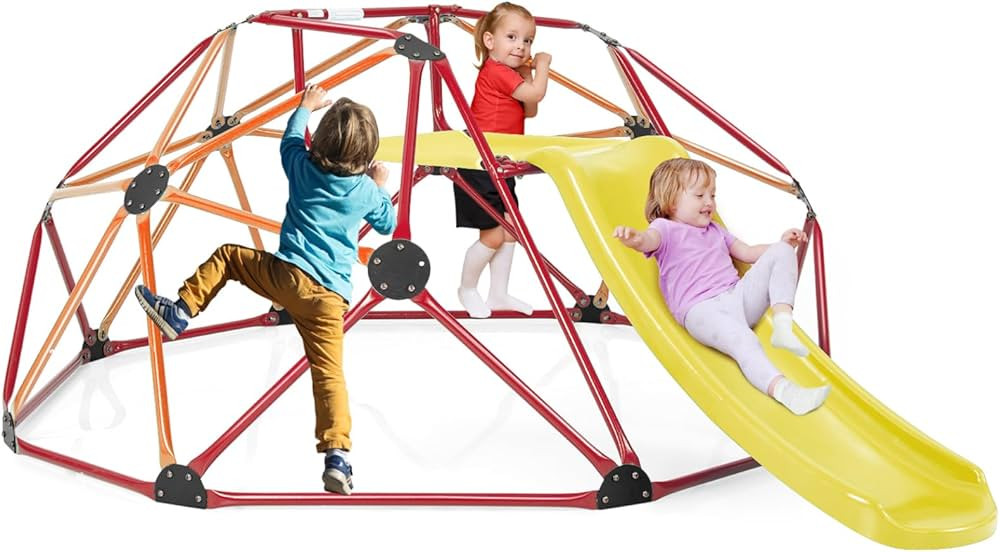 Costzon Climbing Dome, 2 in 1 Outdoor Jungle Gym Monkey Bar Climbing Toys for Toddlers, 8FT Geome... | Amazon (US)