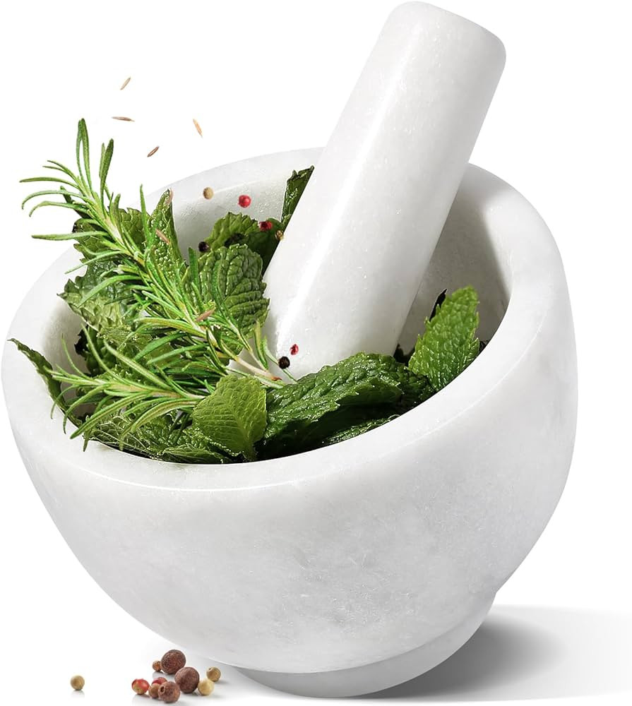 Koville Marble Mortar and Pestle Set, 5"-1.5 Cups Grinder Bowl for Guacamole, Salsa, Pill Crusher... | Amazon (US)