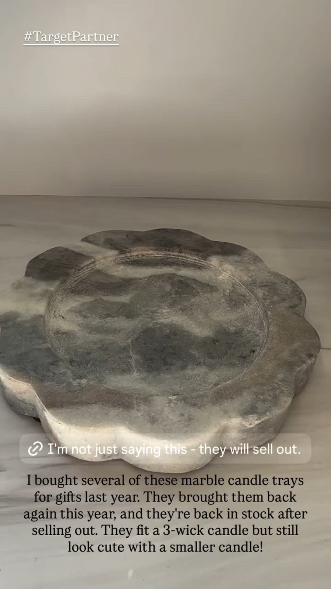 I bought several of these marble candle trays for gifts last year. They brought them back again this year, and they're back in stock after selling out. They fit a 3-wick candle but still look cute with a smaller candle!  #TargetPartner

#LTKHome #LTKGiftGuide #LTKFindsUnder50