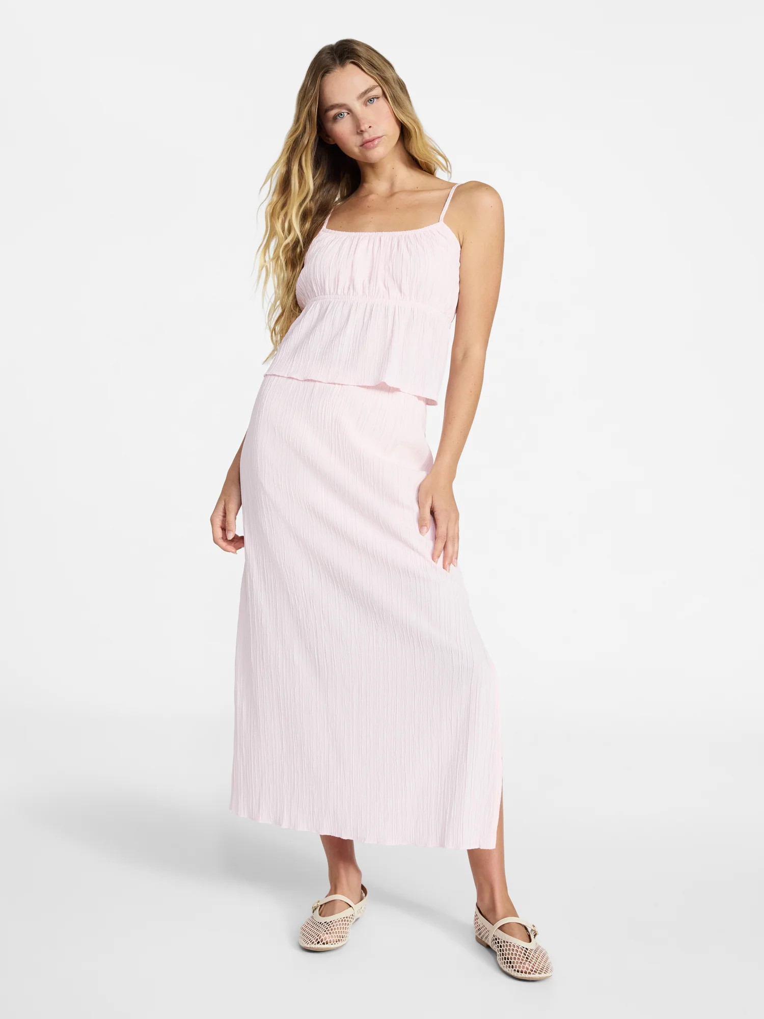 No Boundaries Babydoll Cami and Maxi Skirt, 2-Piece Set, Women's | Walmart (US)