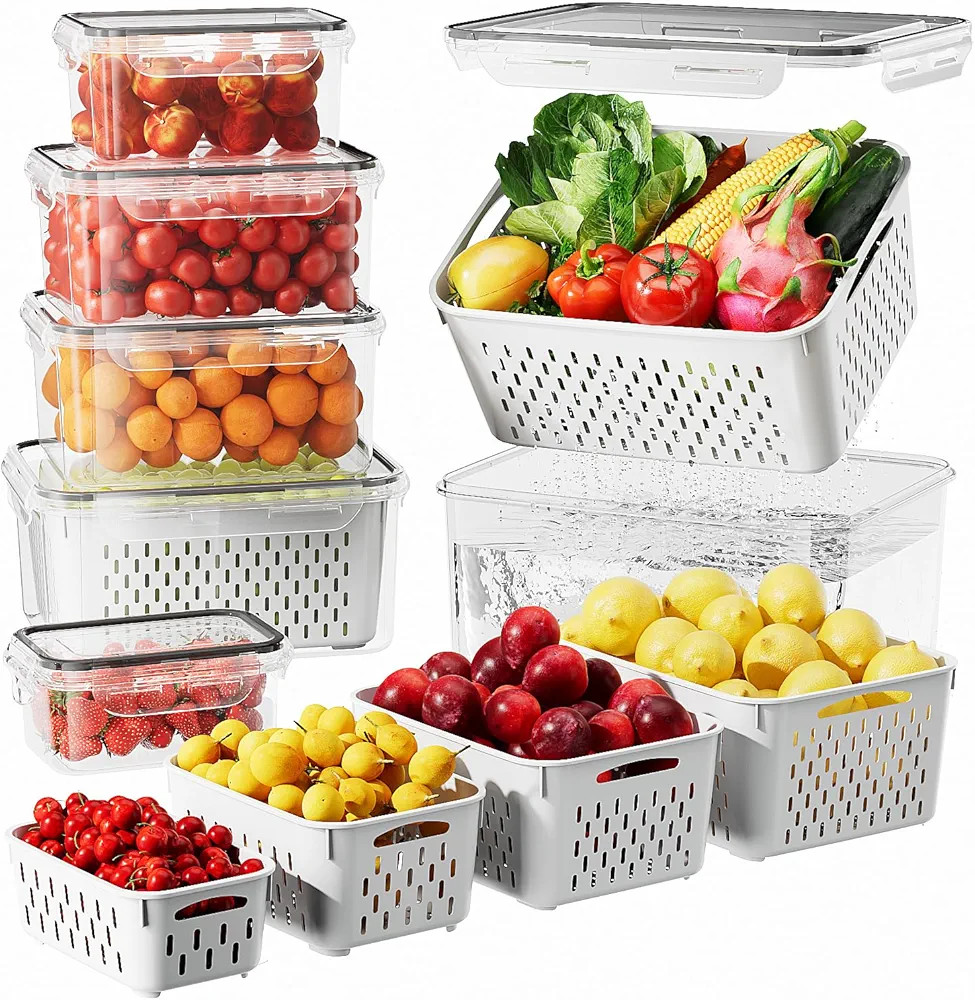 6 Pack Fruit Storage Containers for Fridge with Colander - BPA-Free Berry Container for Fridge，... | Amazon (US)