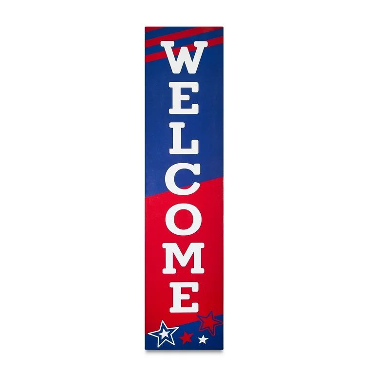 Patriotic Red, White and Blue Welcome Hanging Sign, 44", by Way To Celebrate | Walmart (US)