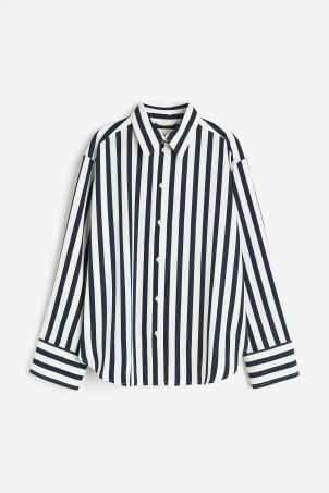 Cotton Shirt - Cream/black striped - Ladies | H&M US | H&M (US + CA)
