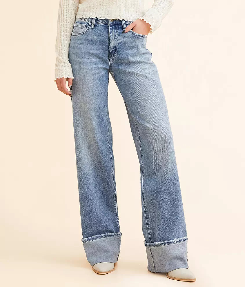 Baggy Wide Leg Stretch Cuffed Jean | Buckle