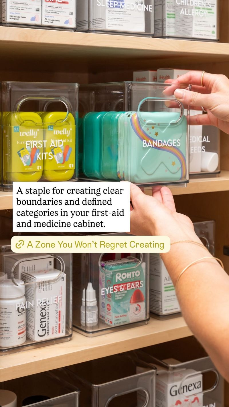 Bins are a staple for creating clear boundaries and defined categories in your first-aid and medicine cabinet.

#LTKmomlife #LTKHome #LTKFindsUnder50