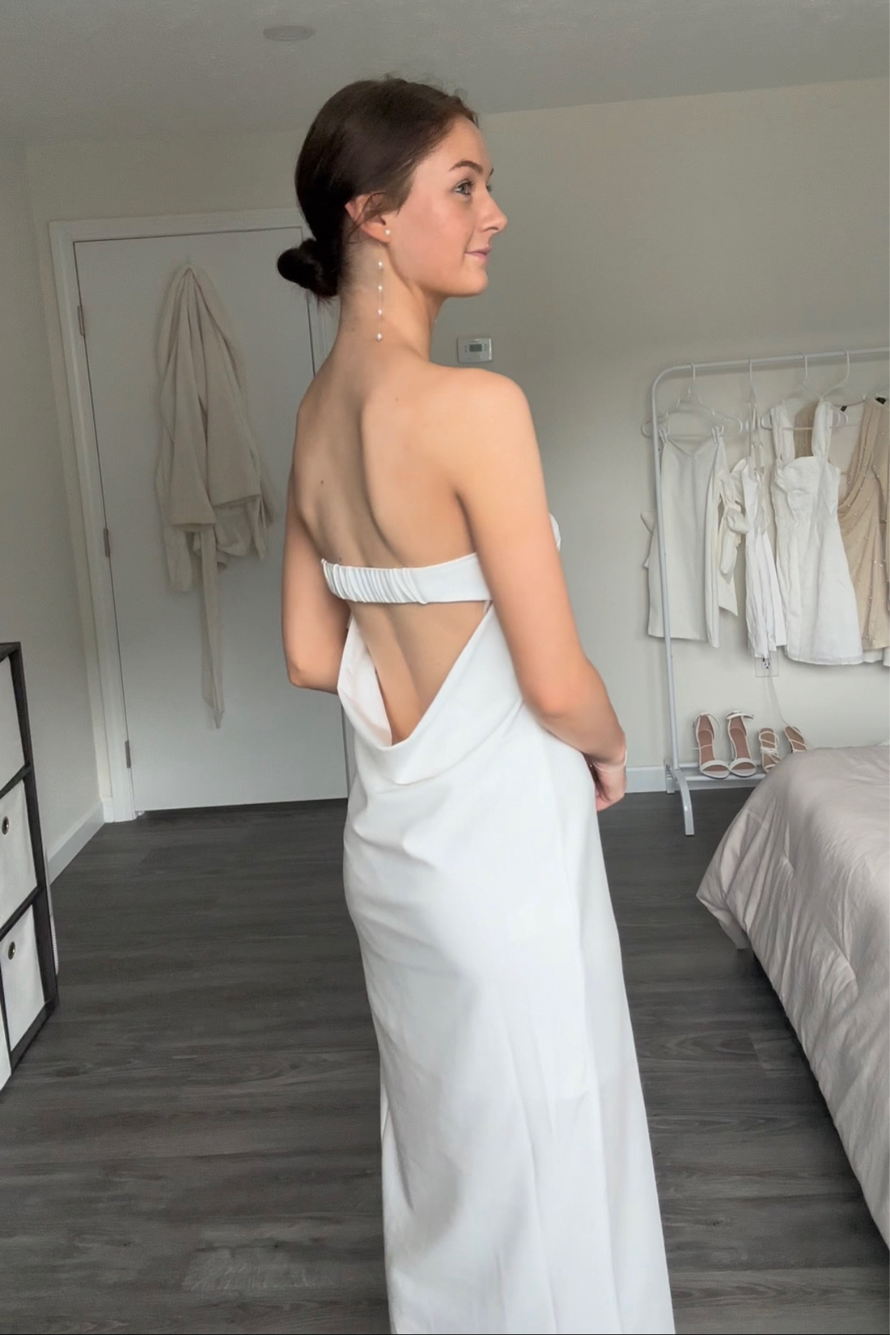 Modern White Satin Dress with Open Back 

#LTKwedding #LTKSeasonal