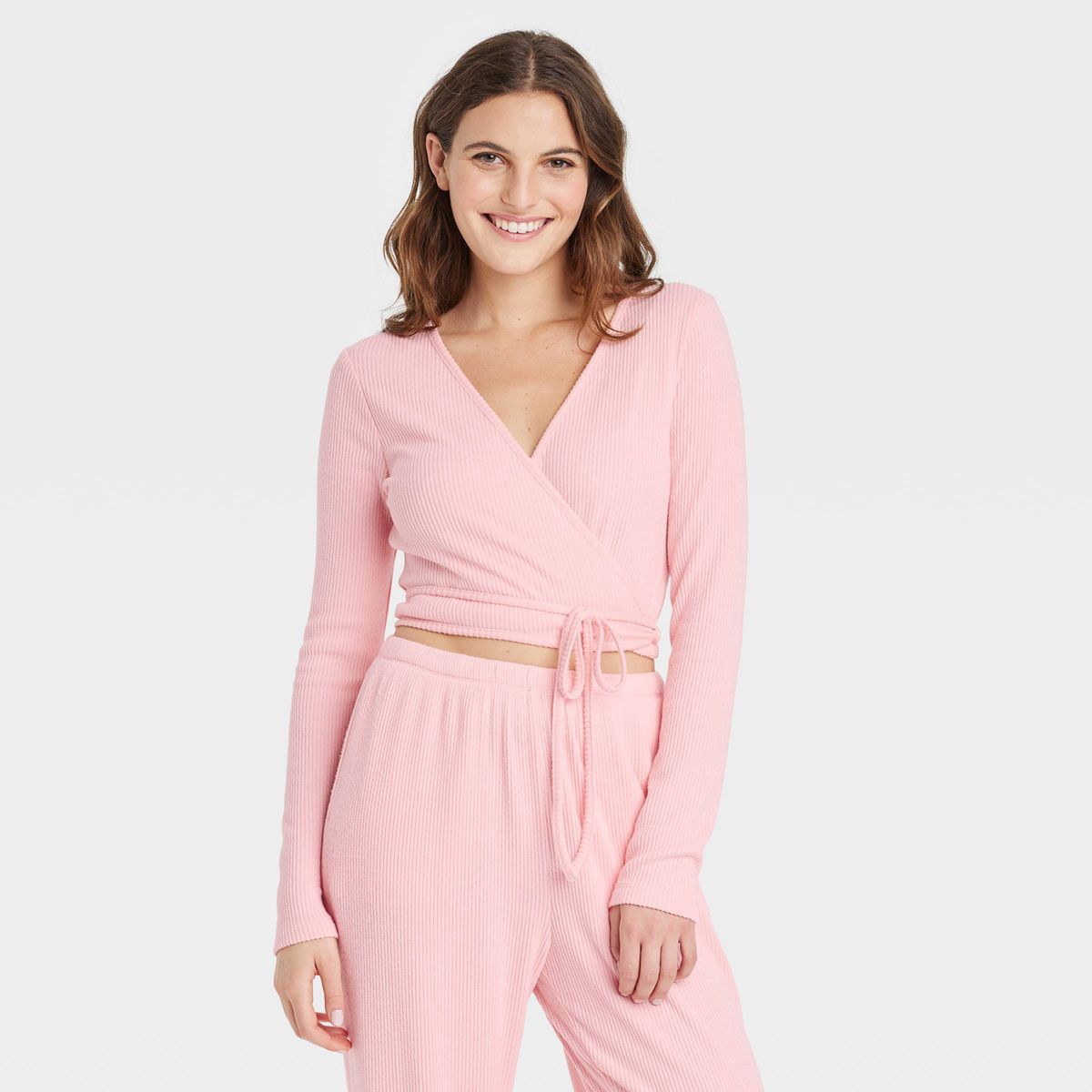 Women's Cozy Wrap Top - Colsie™ Pink XS | Target
