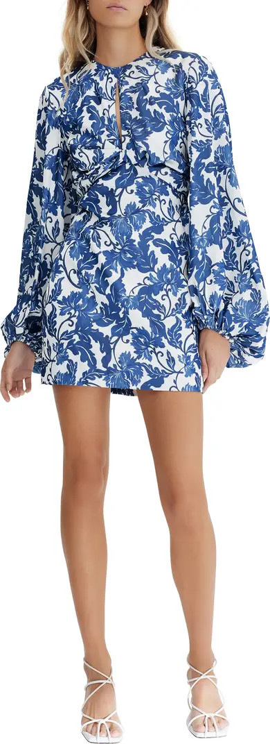 Holly Floral Print Cutout Long Sleeve Minidress | Nordstrom