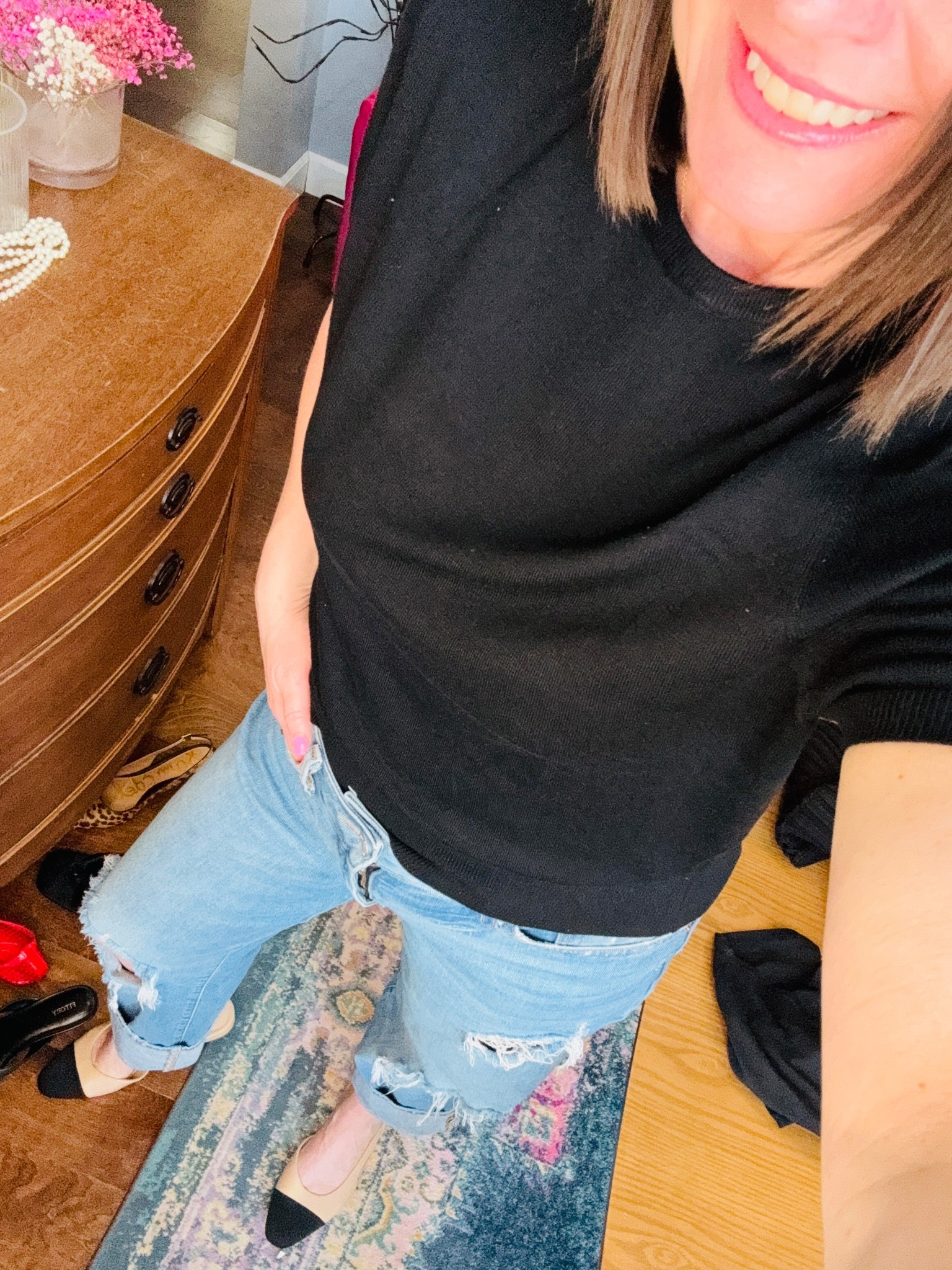 The perfect cashmere blend tees!!!  Paired with my distressed denim and classic flats!!!

#LTKOver40 #LTKootd #LTKTall