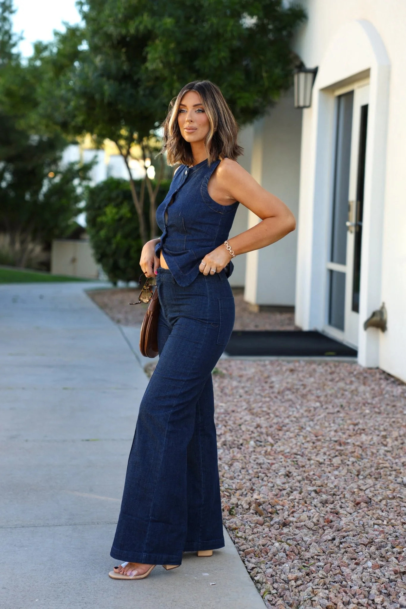 Dark Denim Front Seam Wide Leg Jeans | Magnolia Boutique