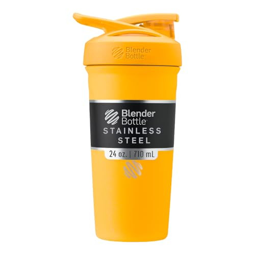 BlenderBottle Strada Shaker Cup Insulated Stainless Steel Water Bottle with Wire Whisk, 24-Ounce, Mango | Amazon (US)