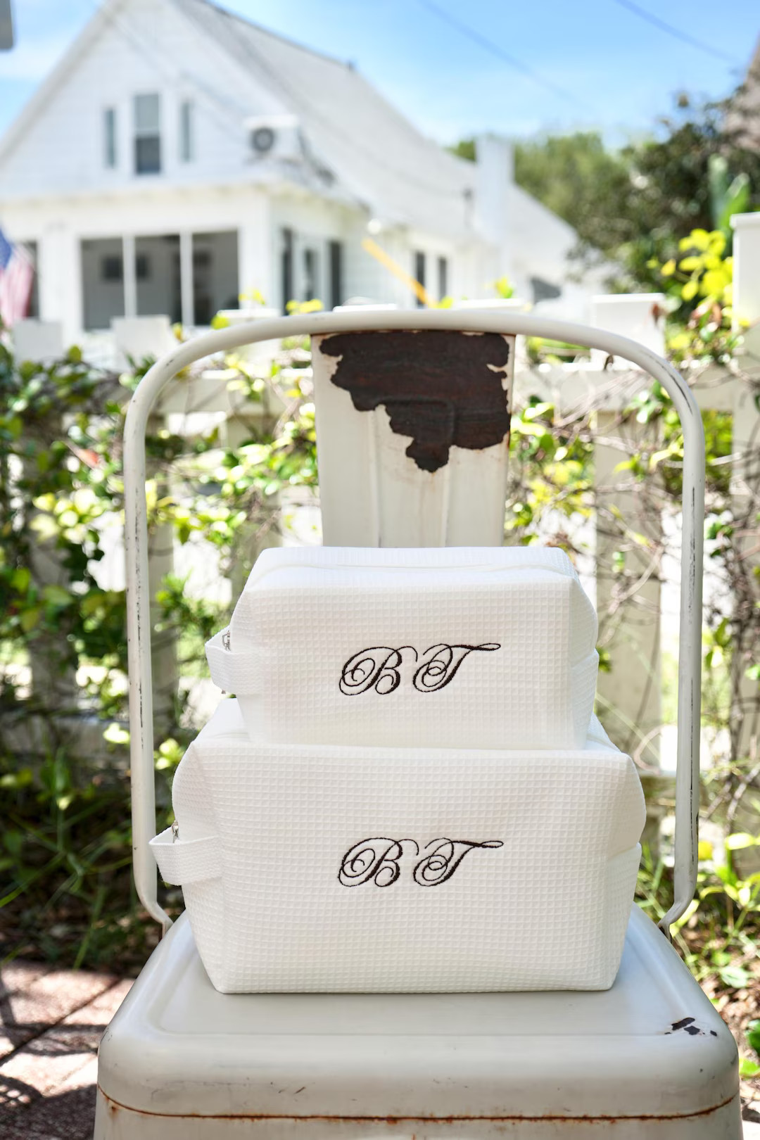 Custom Embroidered Waffle Cosmetic Bag Personalized Monogram Travel Toiletry Pouch Bridal Bachelo... | Etsy (US)