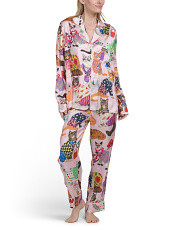 2pc Fashion Cats Pajama Top And Pants Set | Family Pajamas | Marshalls | Marshalls